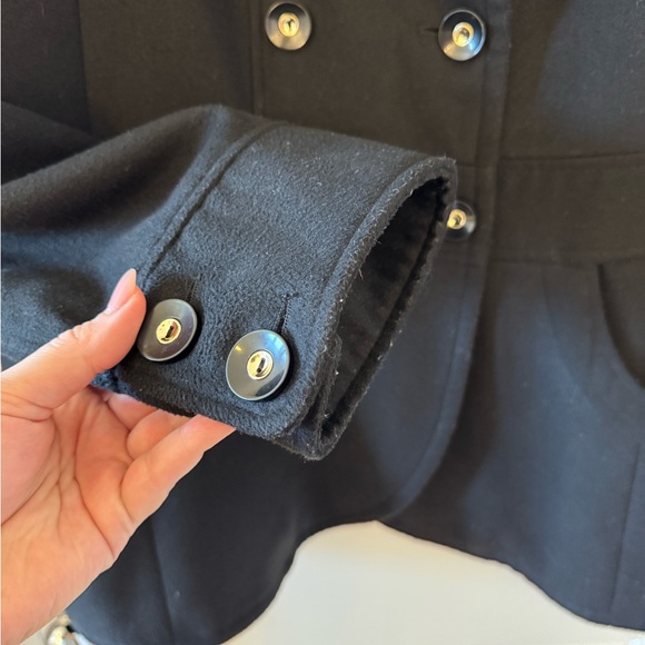 Women's Black Pea Coat Double Breasted Design - Picture 5 of 9